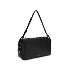 PINKO Black Calf Leather Bos Taurus Shoulder Bag