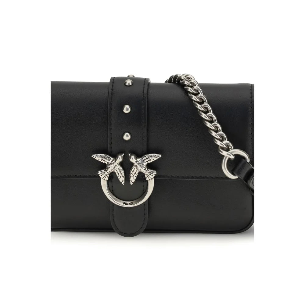 Sac bandoulière en cuir de veau noir PINKO