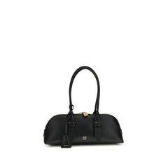 PINKO Black Calf Leather Bos Taurus Shoulder Bag