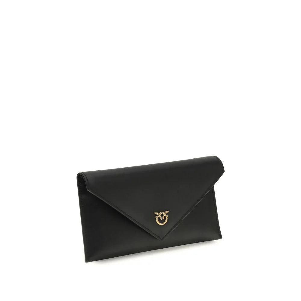 PINKO Black Calf Leather Bos Taurus Shoulder Bag