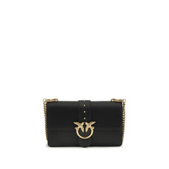 PINKO Black Calf Leather Bos Taurus Shoulder Bag