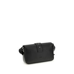 PINKO Black Calf Leather Bos Taurus Shoulder Bag