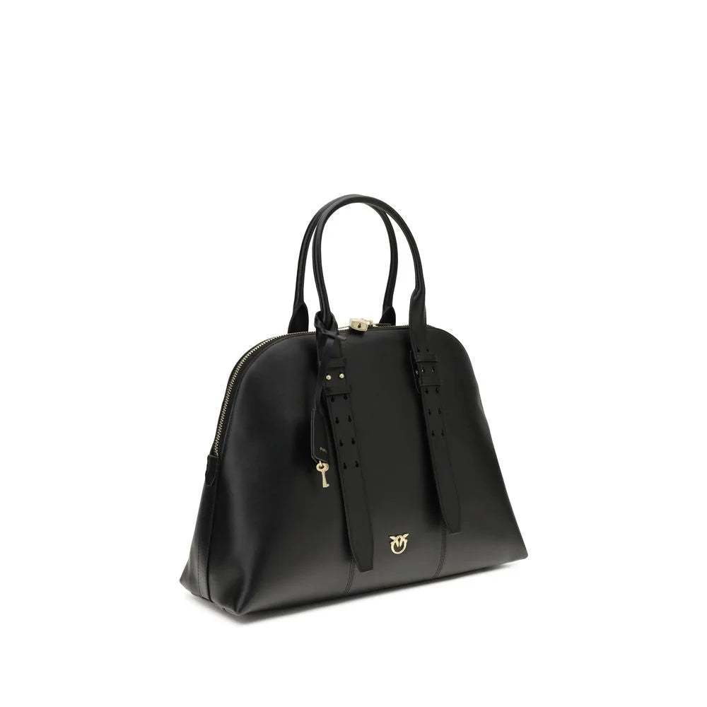 PINKO Black Calf Leather Bos Taurus Shoulder Bag
