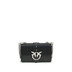PINKO Black Calf Leather Bos Taurus Shoulder Bag