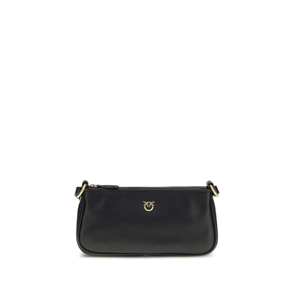PINKO Black Calf Leather Bos Taurus Shoulder Bag