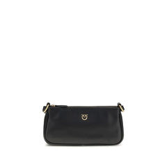 PINKO Black Calf Leather Bos Taurus Shoulder Bag