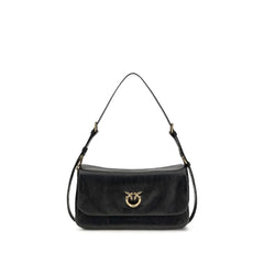PINKO Black Calf Leather Bos Taurus Shoulder Bag