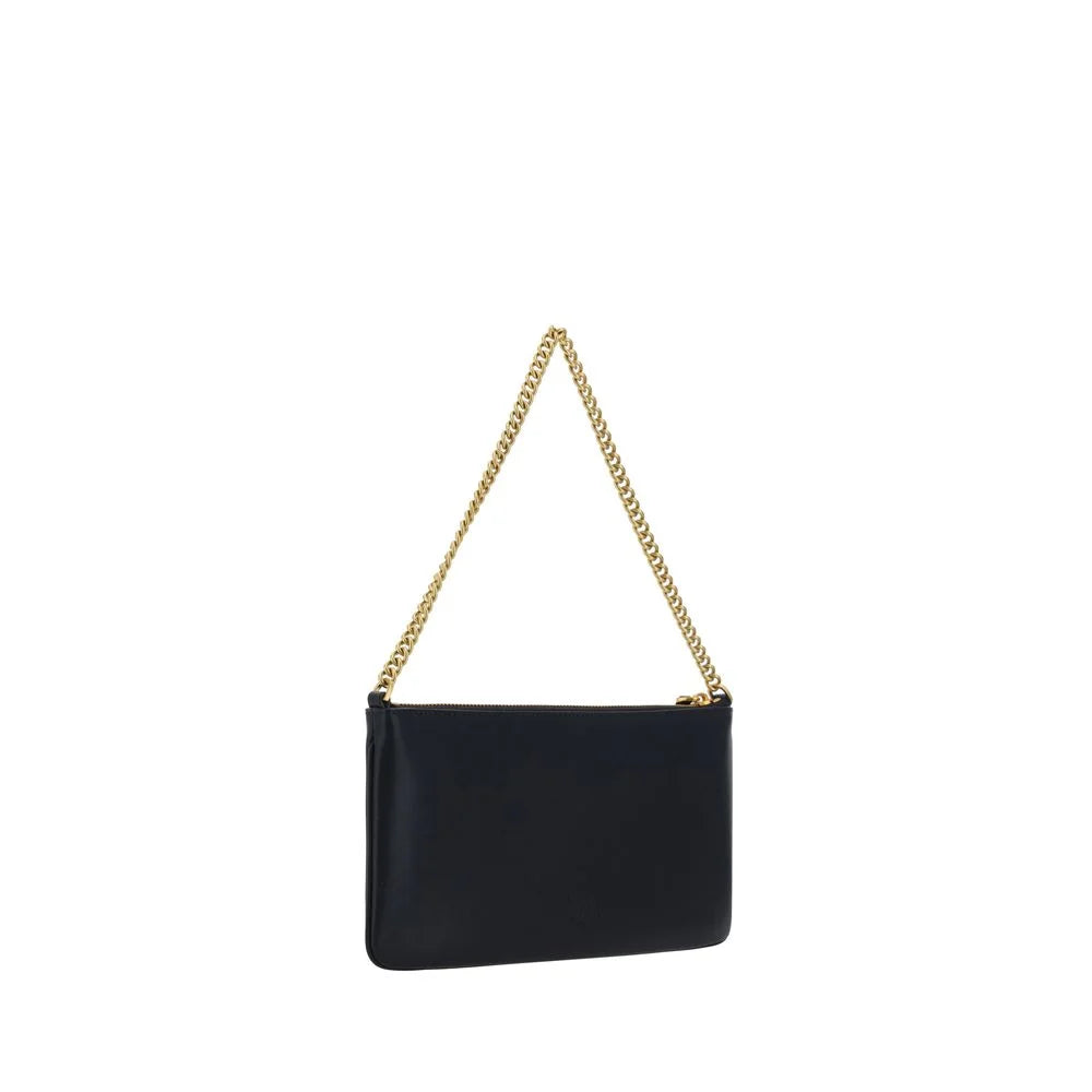 PINKO Black Calf Leather Bos Taurus Shoulder Bag
