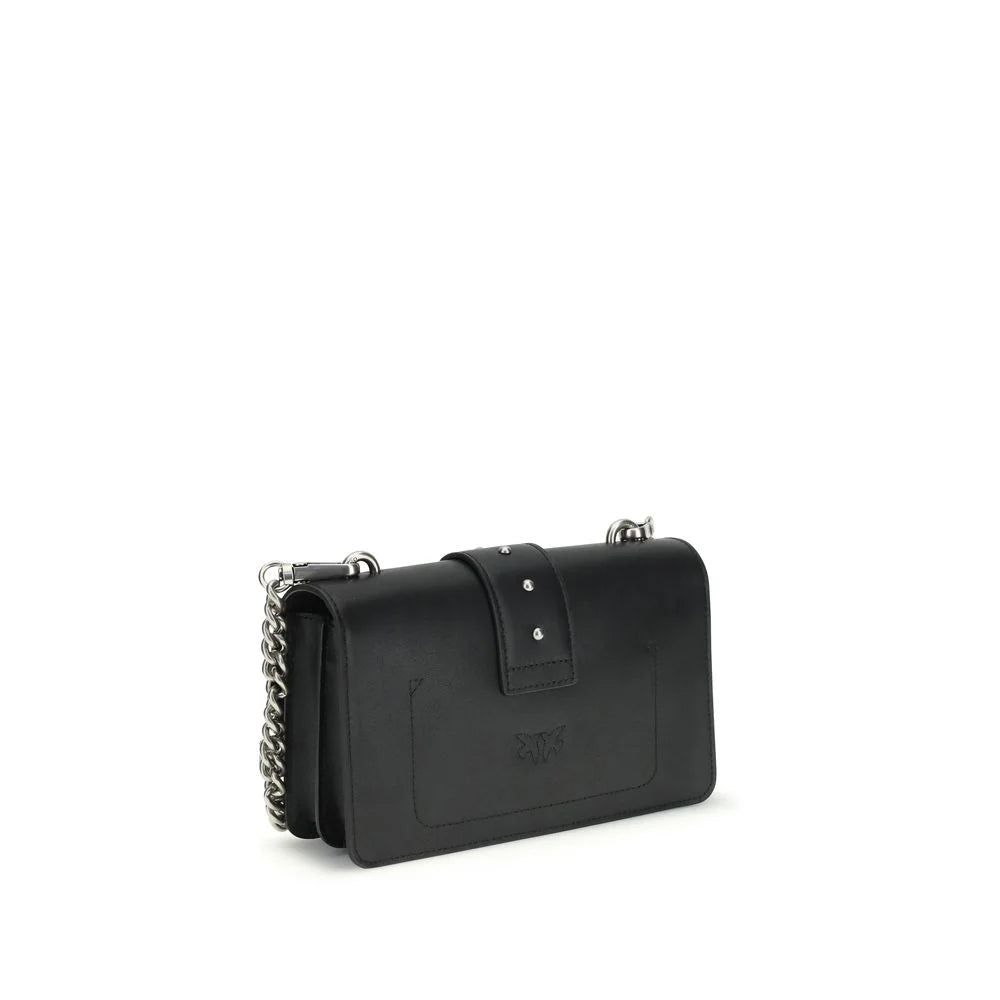 PINKO Black Calf Leather Bos Taurus Shoulder Bag