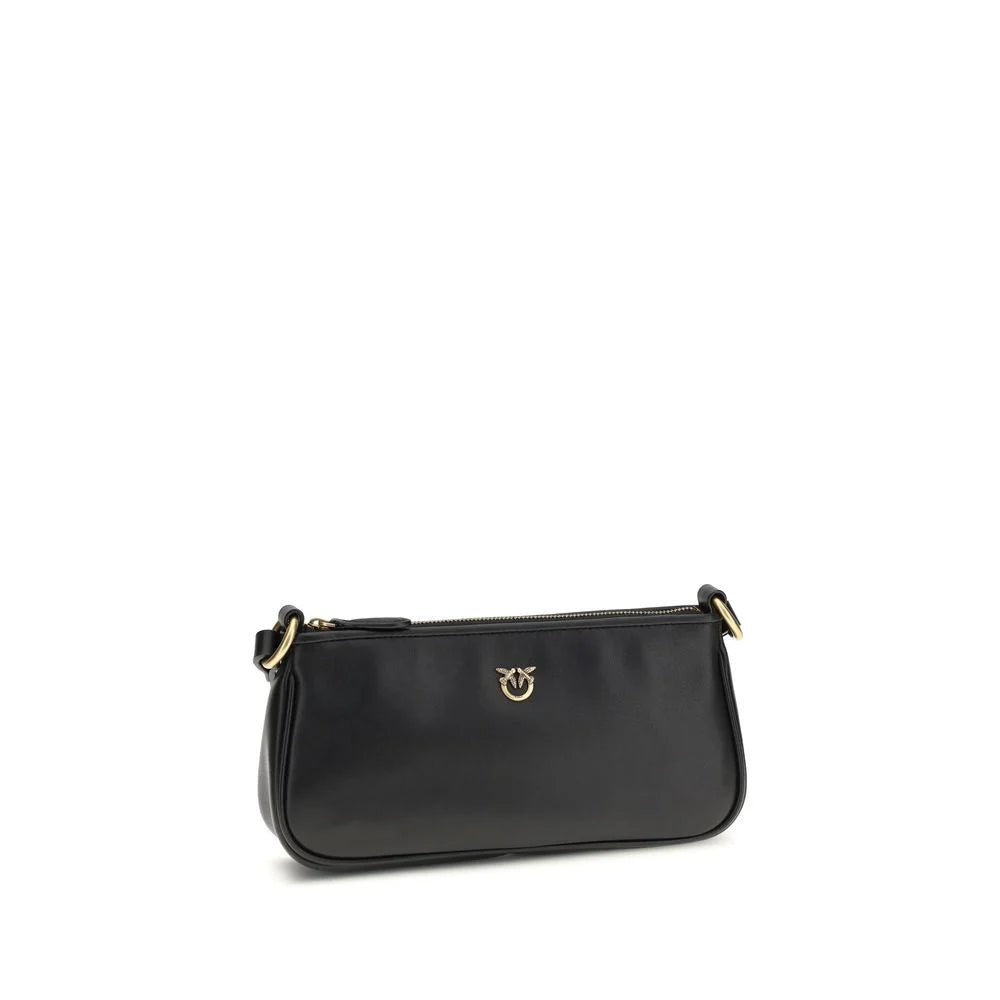 PINKO Black Calf Leather Bos Taurus Shoulder Bag