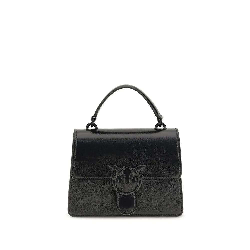 PINKO Black Calf Leather Bos Taurus Shoulder Bag - Shoulder Bags