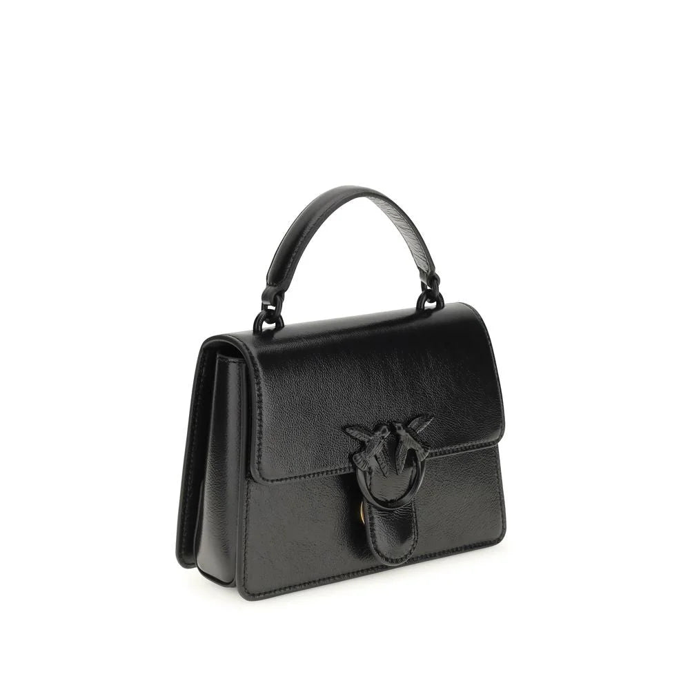 PINKO Black Calf Leather Bos Taurus Shoulder Bag - Shoulder Bags
