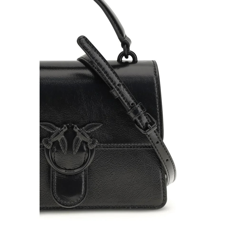 PINKO Black Calf Leather Bos Taurus Shoulder Bag - Shoulder Bags