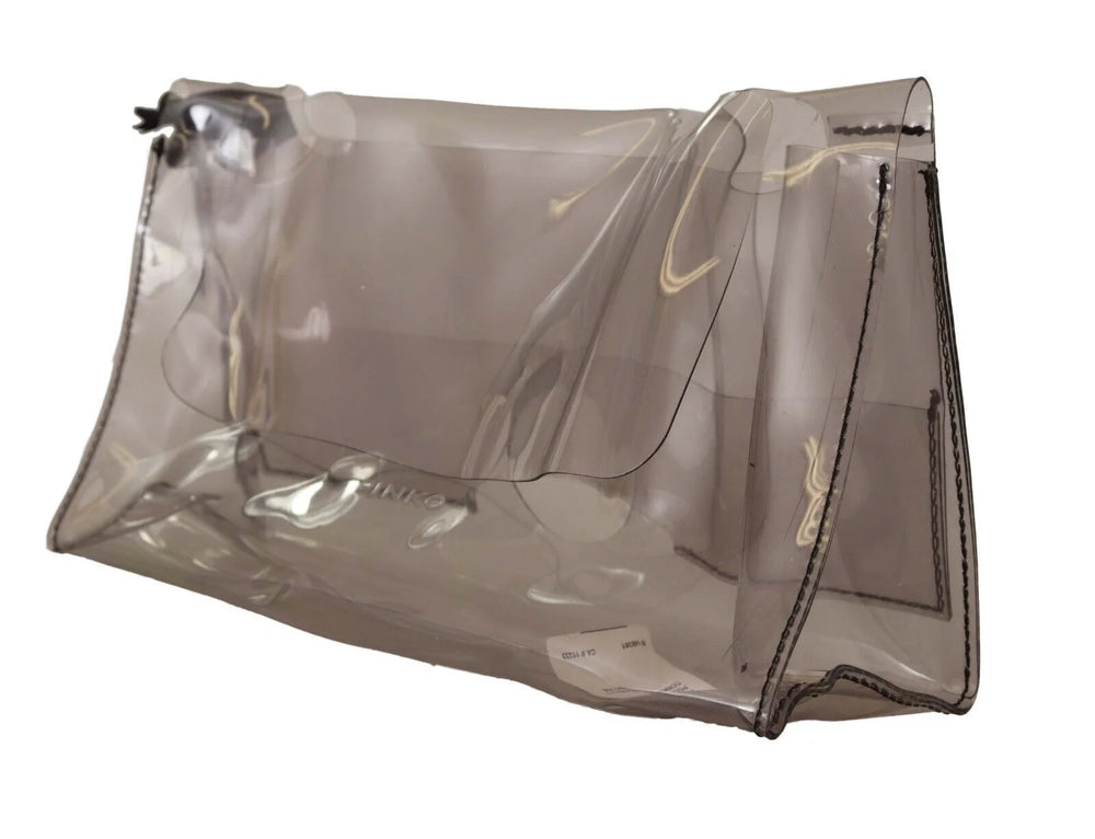 PINKO Black Clear Plastic Transparent Pouch Purse Clutch Bag - Clutch Bags