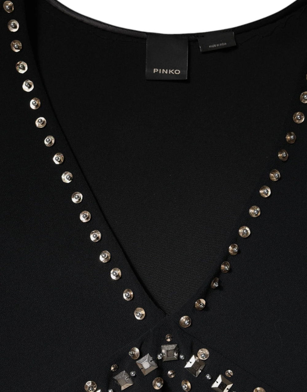 PINKO Black Embellished Polyester Sleeveless Shift A-line Mini Dress - IT42|M - Dresses