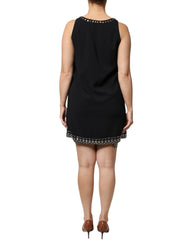 PINKO Black Embellished Polyester Sleeveless Shift A-line Mini Dress - IT42|M