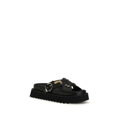 PINKO Black Goatskin Platform Sandals