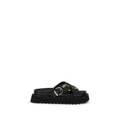 PINKO Black Goatskin Platform Sandals