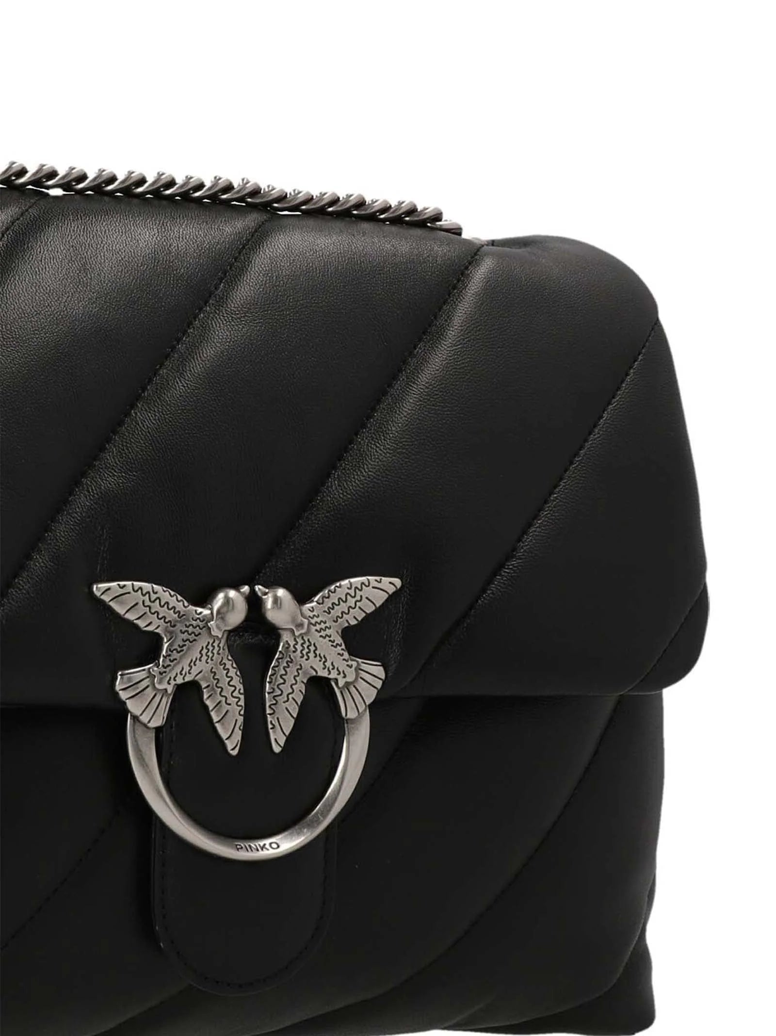 PINKO Black Lamb Leather Crossbody Bag