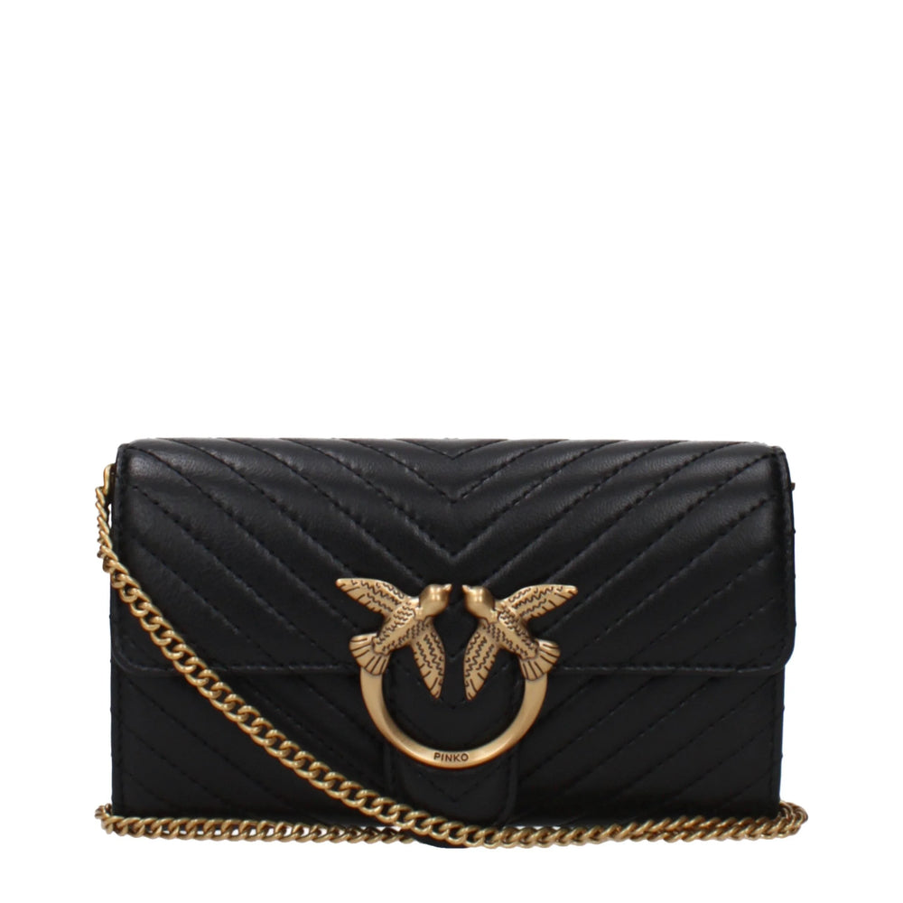 PINKO Black Leather Clutch Bags - Clutch Bags