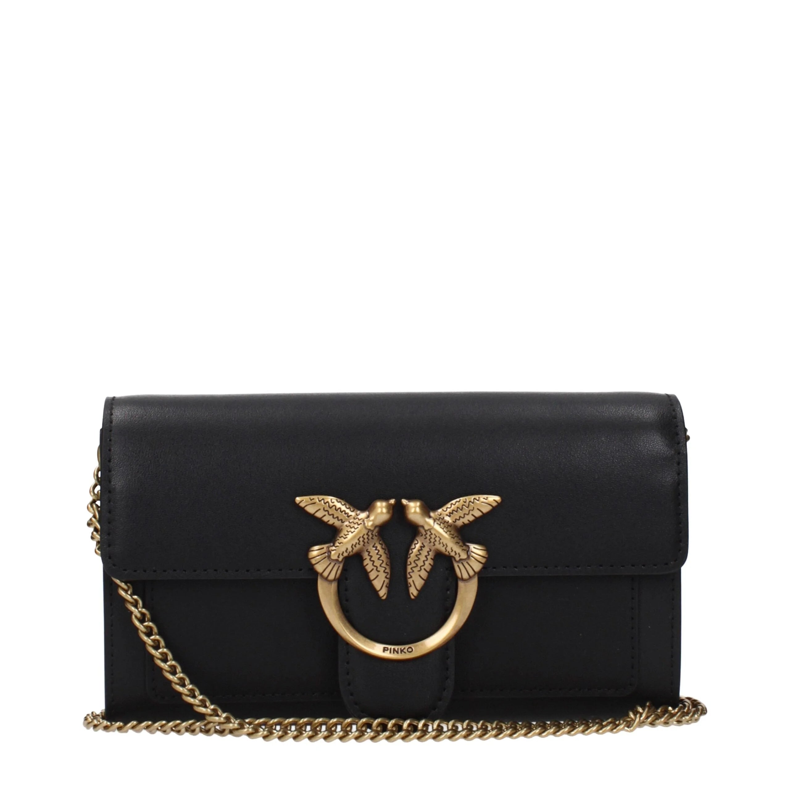 PINKO Black Leather Clutch Bags
