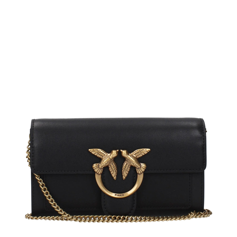 PINKO Black Leather Clutch Bags