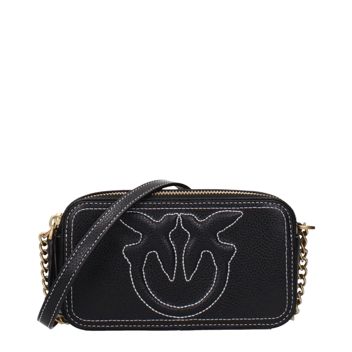 PINKO Black Leather Crossbody Bag