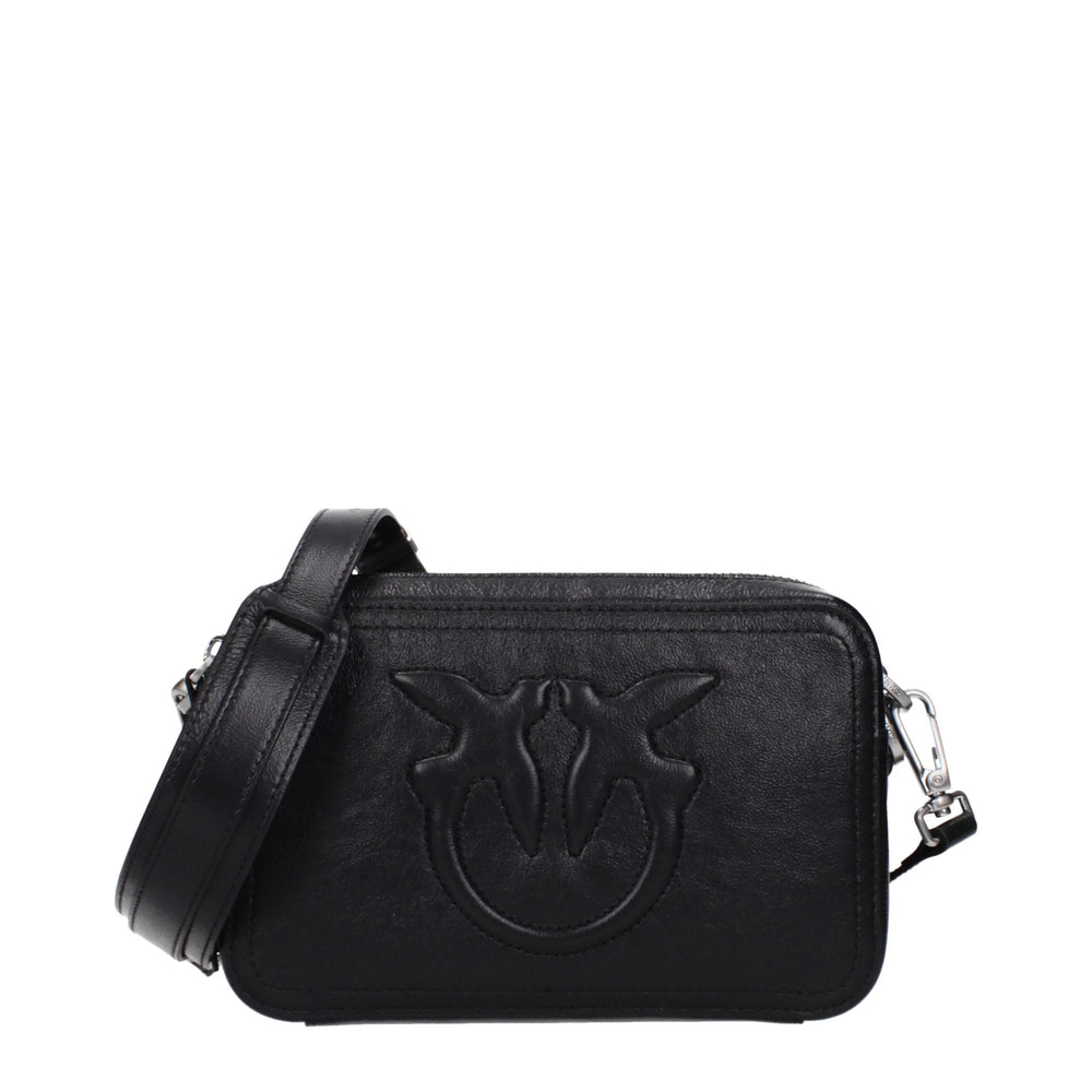 PINKO Black Leather Crossbody Bag