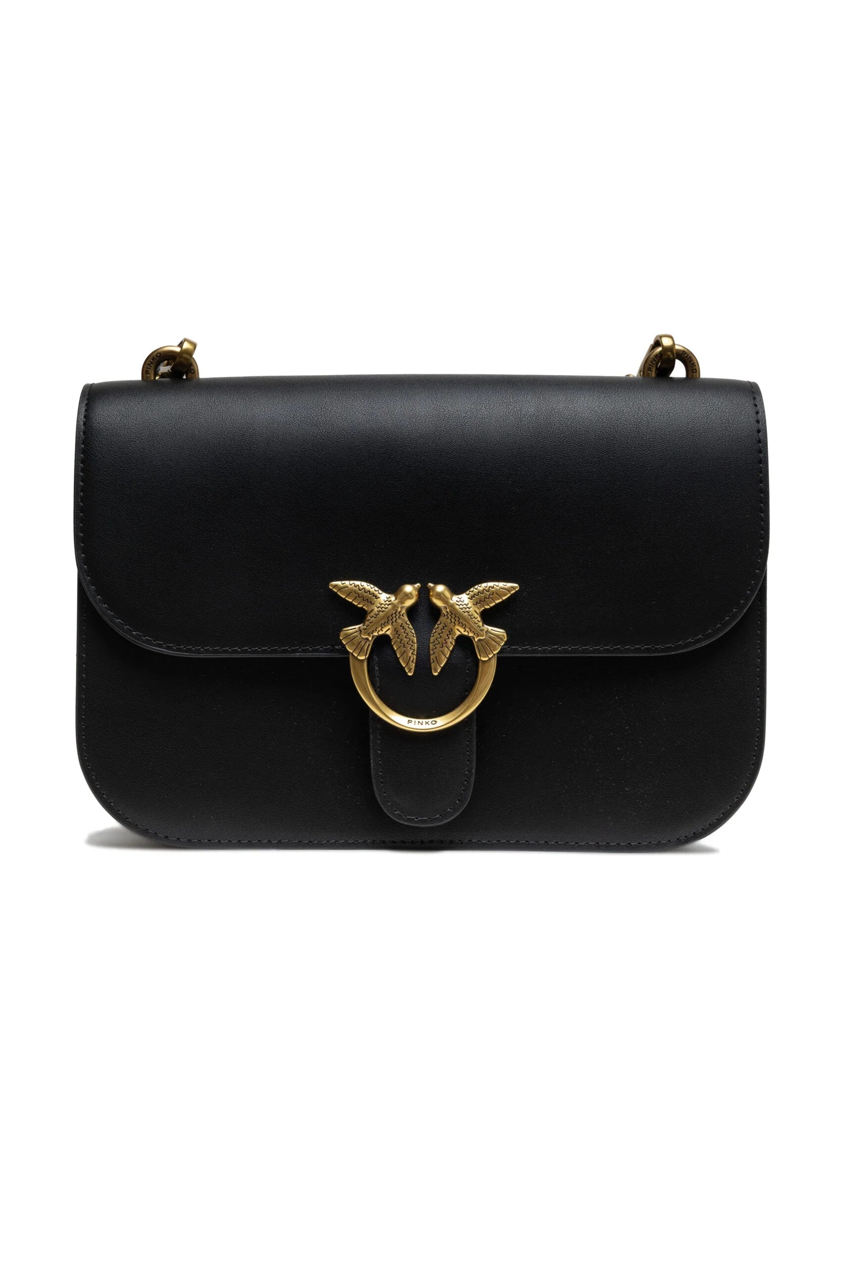 PINKO Black Leather Love Bell Classic Shoulder Bag - Shoulder Bags