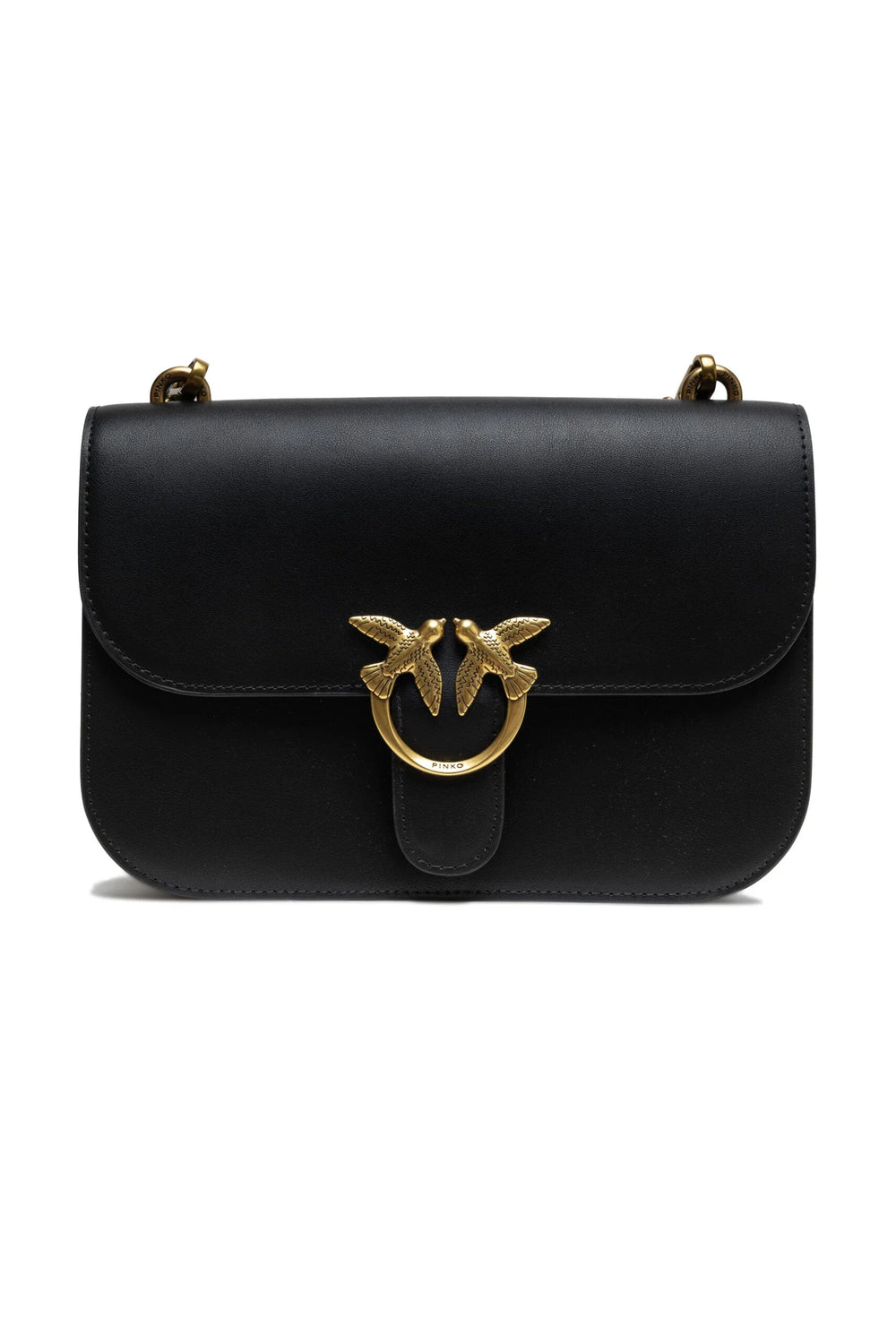 PINKO Black Leather Love Bell Classic Shoulder Bag - Shoulder Bags