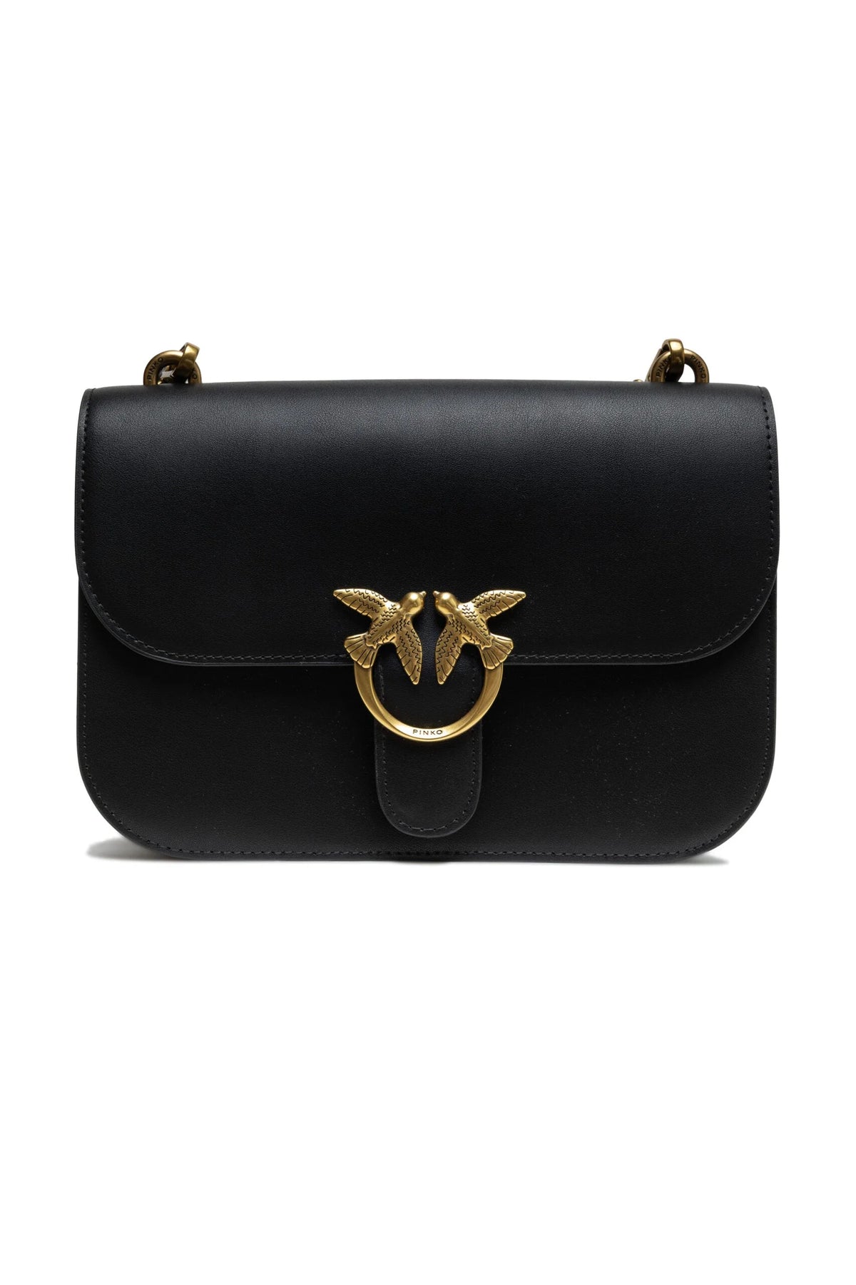 PINKO Black Leather Love Bell Classic Shoulder Bag - Shoulder Bags