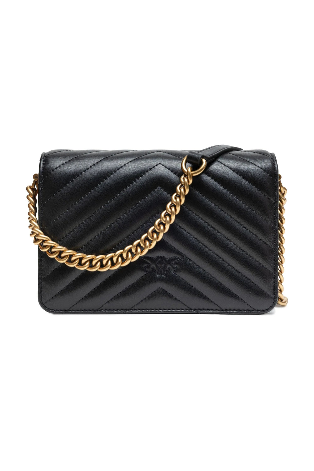 PINKO Black Leather Love Click Mini Shoulder Bag - Shoulder Bags