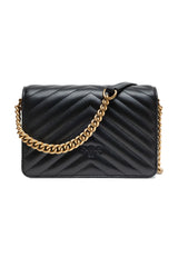 PINKO Black Leather Love Click Mini Shoulder Bag - Shoulder Bags