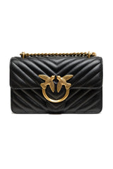 PINKO Black Leather Love One Mini Shoulder Bag - Shoulder Bags