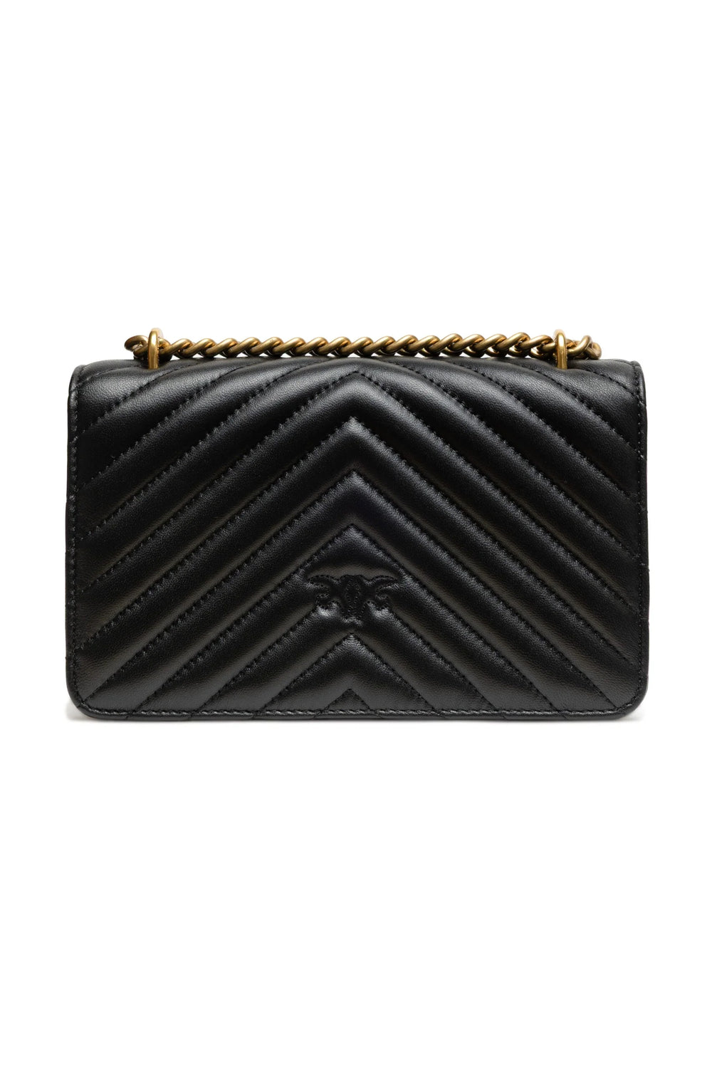 PINKO Black Leather Love One Mini Shoulder Bag - Shoulder Bags