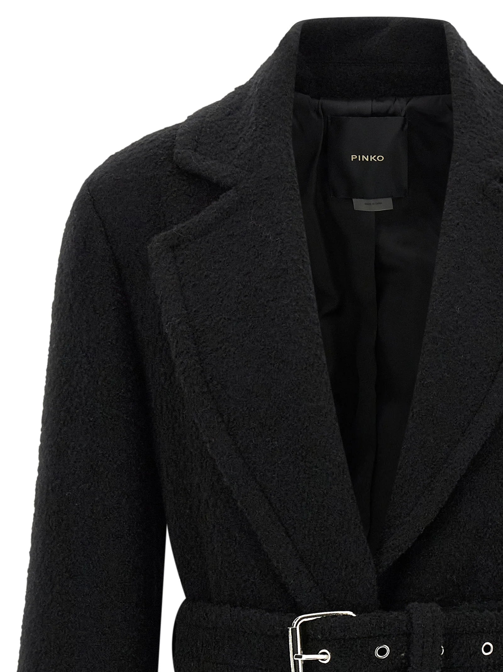 PINKO Black Polyester Coat - IT44