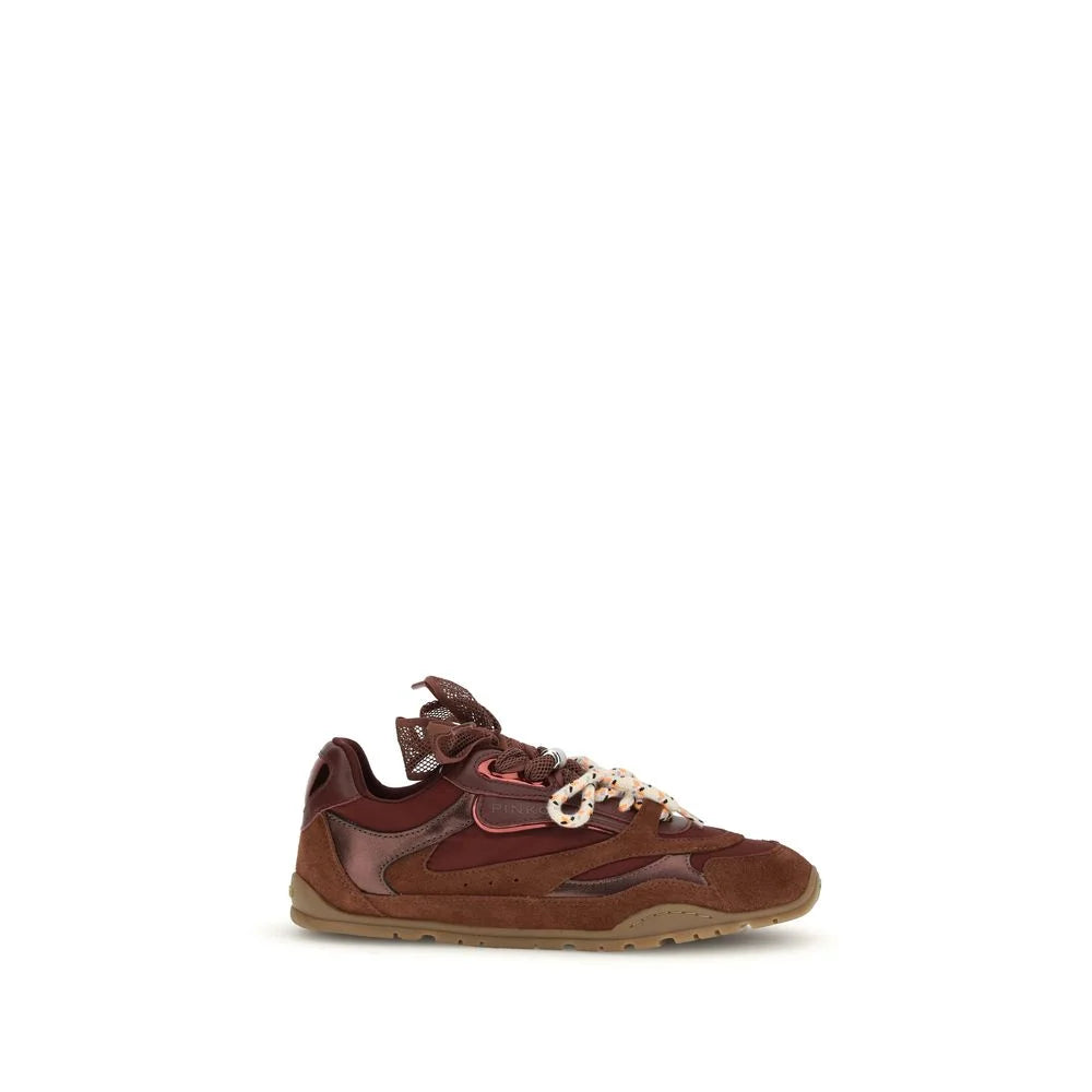 PINKO Bordeaux Calf Leather Bos Taurus Chunky Sneakers