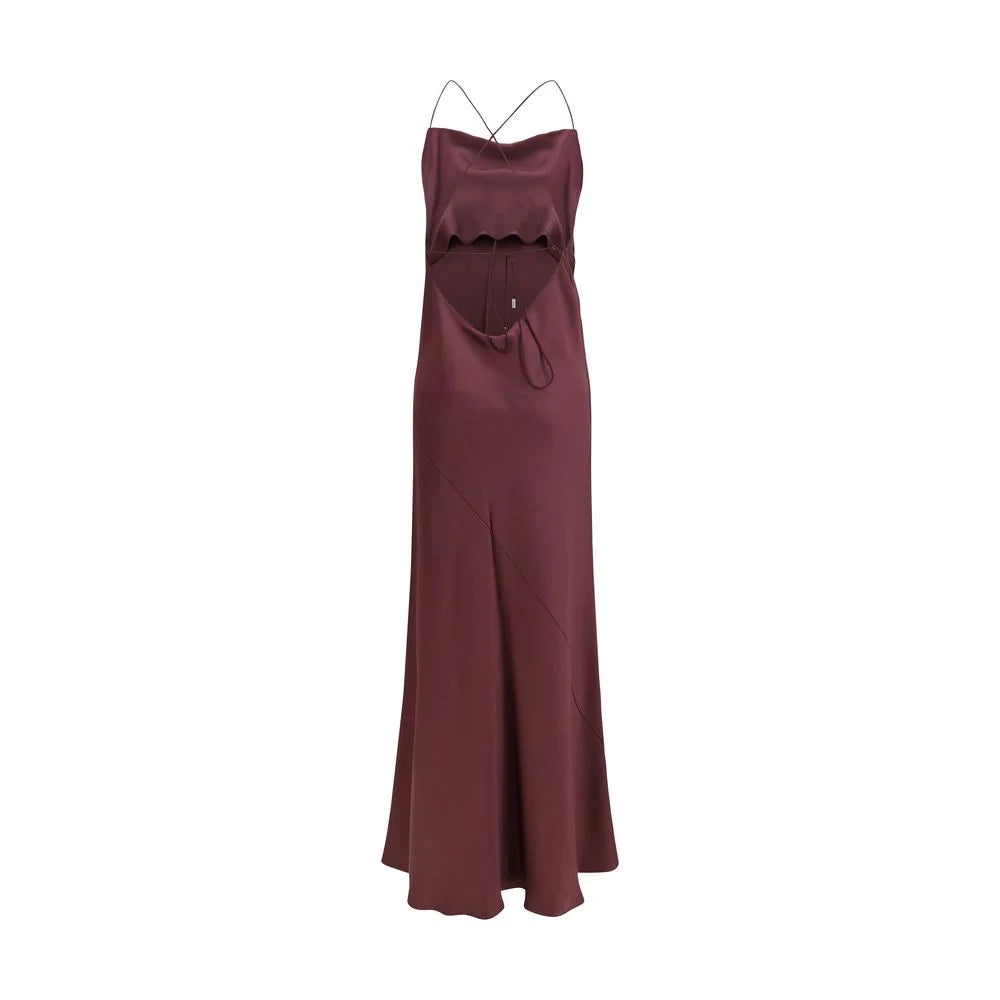 PINKO Bordeaux Marabou Casual Dress