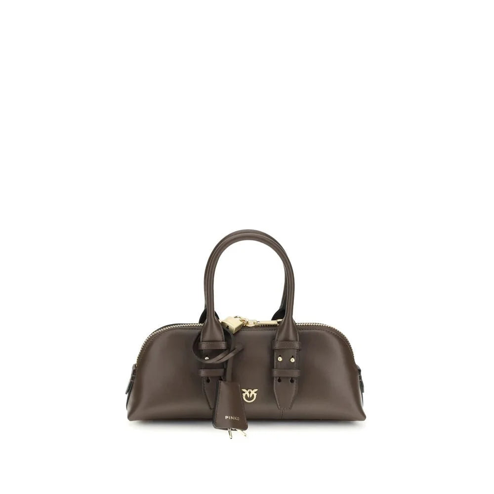 PINKO Brown Calf Leather Bos Taurus Handbag
