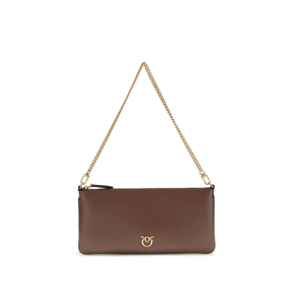 PINKO Brown Calf Leather Bos Taurus Shoulder Bag