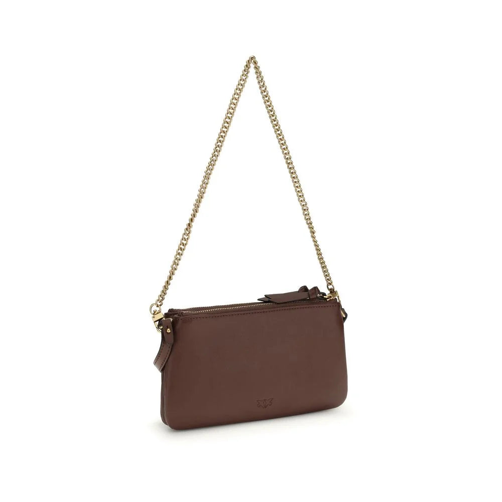 PINKO Brown Calf Leather Bos Taurus Shoulder Bag