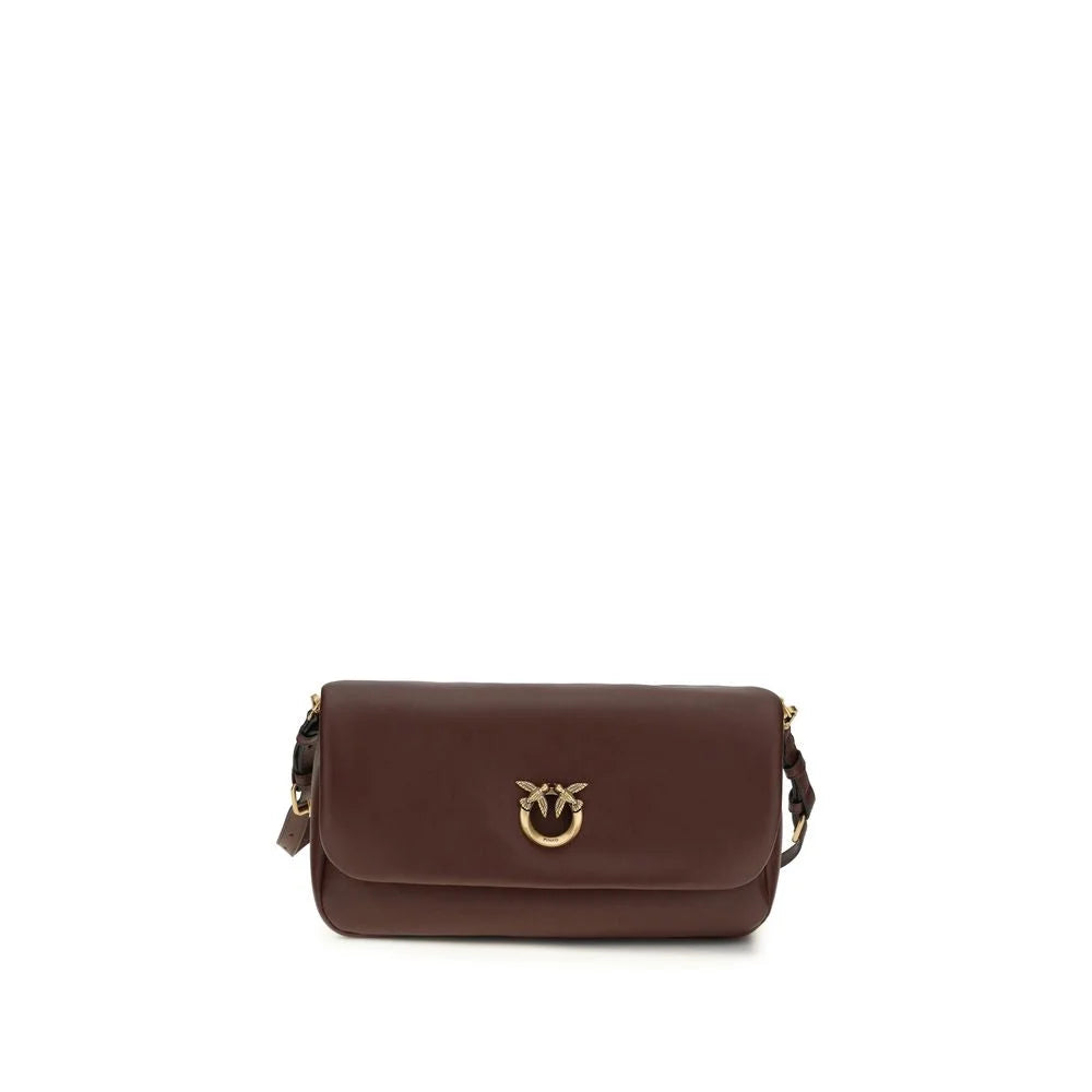 PINKO Brown Calf Leather Bos Taurus Shoulder Bag