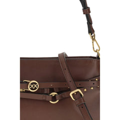 PINKO Brown Calf Leather Bos Taurus Shoulder Bag