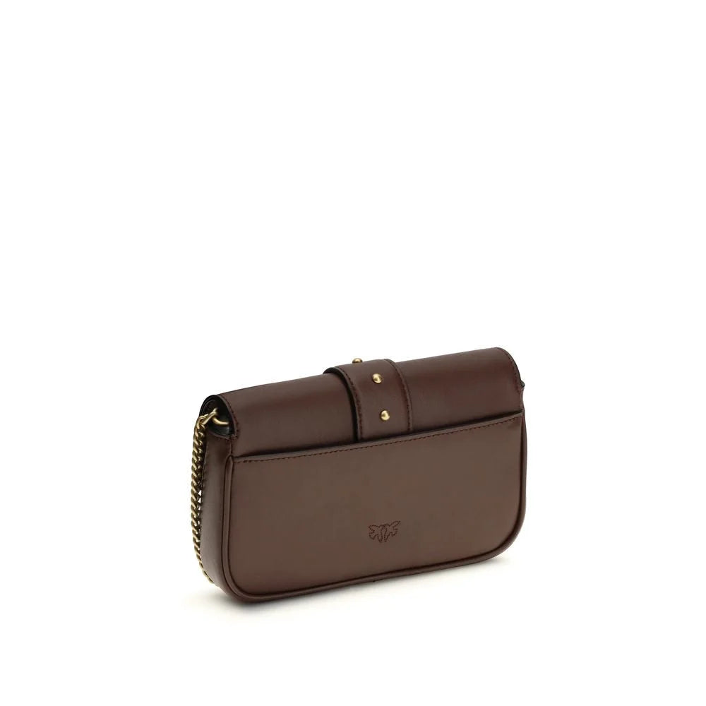 PINKO Brown Calf Leather Bos Taurus Shoulder Bag