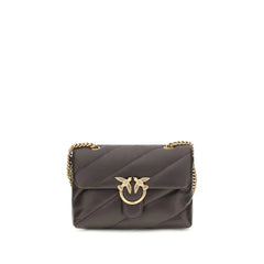 PINKO Brown Calf Leather Bos Taurus Shoulder Bag