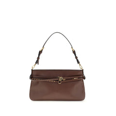 PINKO Brown Calf Leather Bos Taurus Shoulder Bag