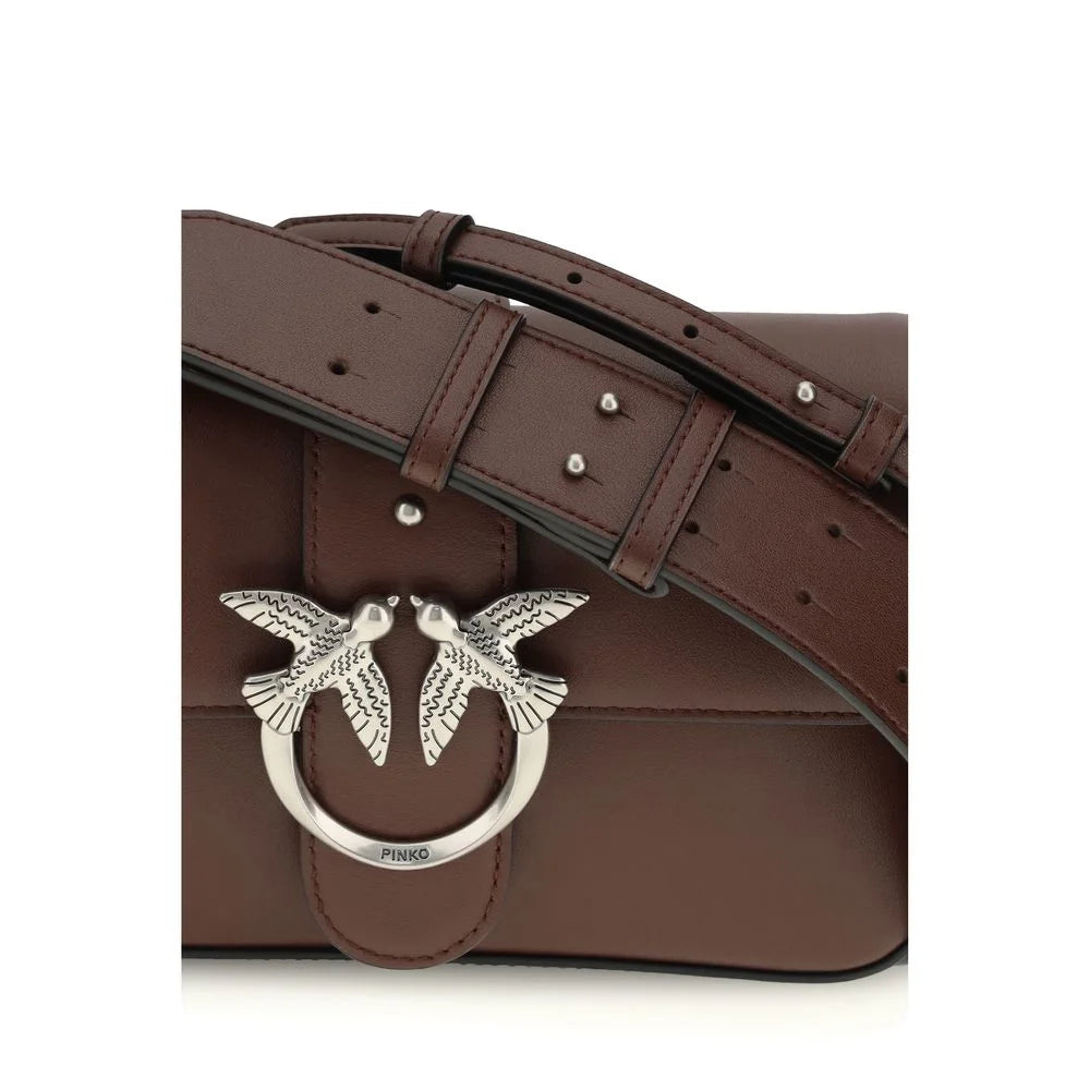 PINKO Brown Calf Leather Bos Taurus Shoulder Bag