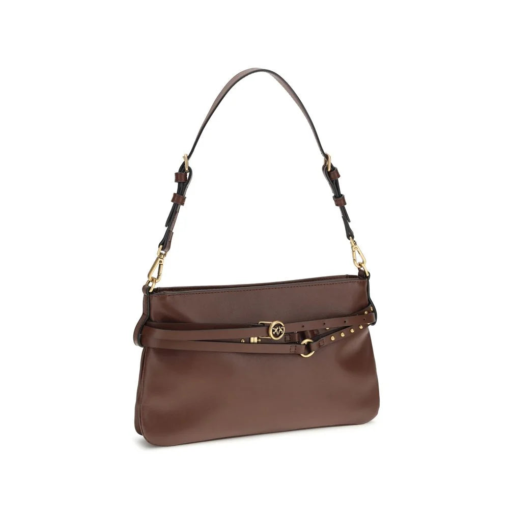 PINKO Brown Calf Leather Bos Taurus Shoulder Bag