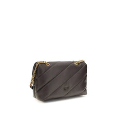 PINKO Brown Calf Leather Bos Taurus Shoulder Bag