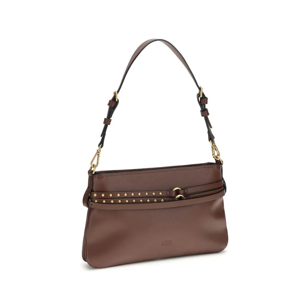 PINKO Brown Calf Leather Bos Taurus Shoulder Bag